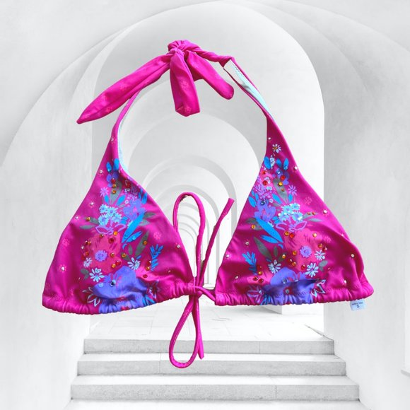 Victoria's Secret Floral Rhinestone Triangle Top